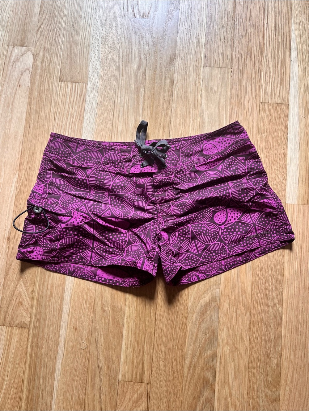 Patagonia Purple and Black Geometric Drawstring Shorts